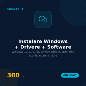 Instalare Windows + drivere + software esențial