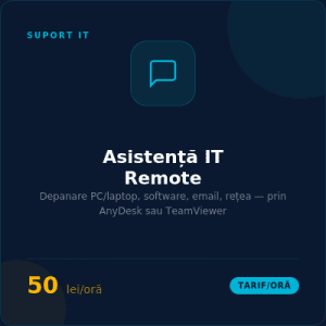 Asistență IT la distanță — remote (tarif/oră)